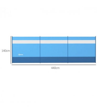 Outsunny Camping Windbreaks with Clear Windows and Carry Bag, 440 x 140cm, Blue