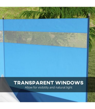 Outsunny Camping Windbreaks with Clear Windows and Carry Bag, 440 x 140cm, Blue