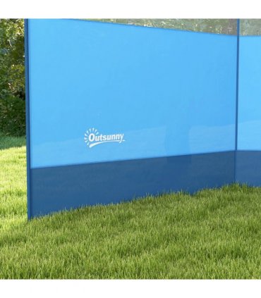 Outsunny Camping Windbreaks with Clear Windows and Carry Bag, 440 x 140cm, Blue