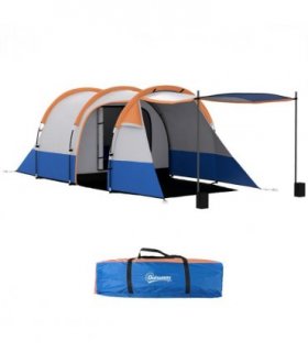 Outsunny 2-3 Man Camping Tunnel Tent with Bedroom and Living Room, Orange