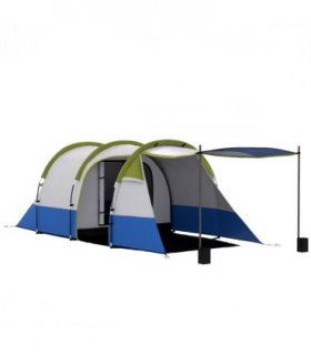 Outsunny 2-3 Man Camping Tunnel Tent with Bedroom and Living Room, Green