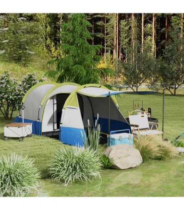 Outsunny 2-3 Man Camping Tunnel Tent with Bedroom and Living Room, Green