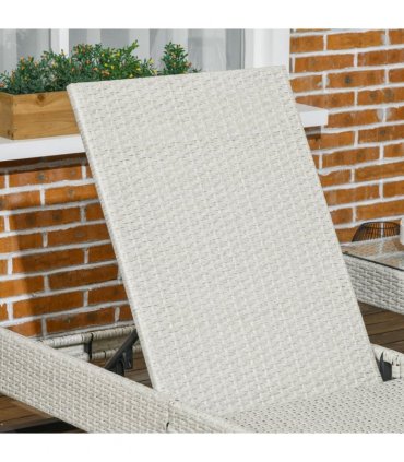 Outsunny Rattan Sun Lounger Set w/ Cushions, 5-Level Chaise Lounge Chairs, Grey