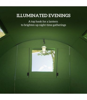 Outsunny 2 Room Camping Family Tent for 3-4 Man, 3000mm Waterproof, Green