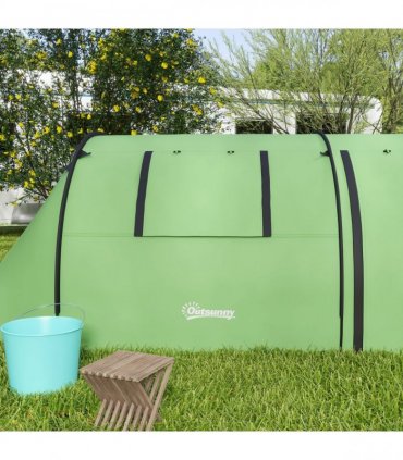 Outsunny 2 Room Camping Family Tent for 3-4 Man, 3000mm Waterproof, Green