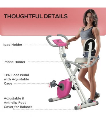 HOMCOM Folding Exercise Bike w/ Adjustable Magnetic Resistance and Seat Height