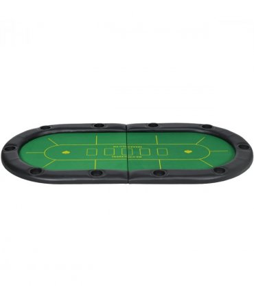 SPORTNOW Foldable Poker Mat, 10-Player Table Top with Cup Holders, Carry Bag