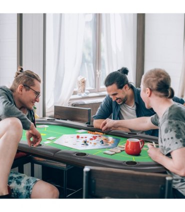 SPORTNOW Foldable Poker Mat, 10-Player Table Top with Cup Holders, Carry Bag