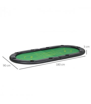 SPORTNOW Foldable Poker Mat, 10-Player Table Top with Cup Holders, Carry Bag