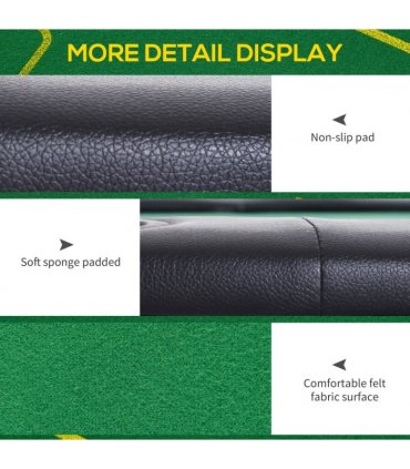 SPORTNOW Foldable Poker Mat, 10-Player Table Top with Cup Holders, Carry Bag