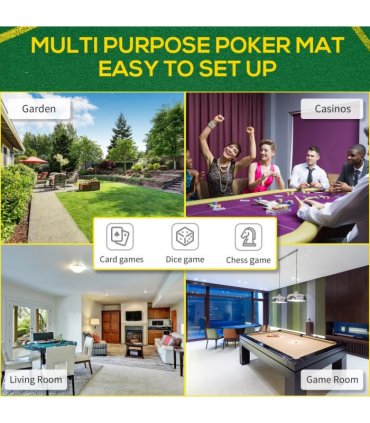 SPORTNOW Foldable Poker Mat, 10-Player Table Top with Cup Holders, Carry Bag