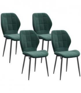 HOMCOM Modern Style Kitchen Chairs Set of 4 with Flannel Upholstered, Dark Green