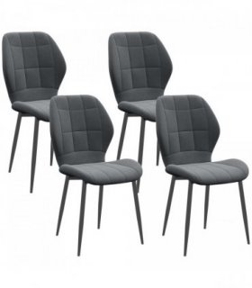 HOMCOM Modern Style Kitchen Chairs Set of 4 with Flannel Upholstered, Dark Grey