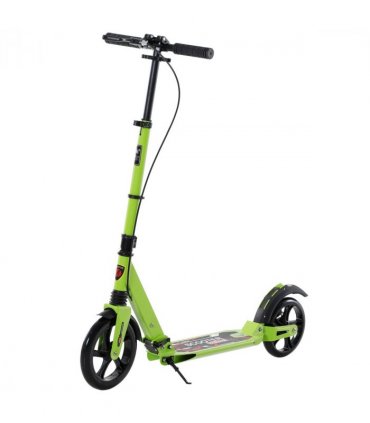 HOMCOM Teens Adult Kick Scooter Fold Adjust 14+ w/ Dual Brake System Green