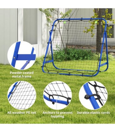 HOMCOM Rebounder Net Kids Adults Football Training Aid Adjustable Blue