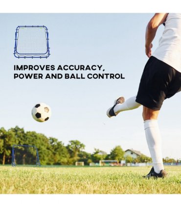 HOMCOM Rebounder Net Kids Adults Football Training Aid Adjustable Blue
