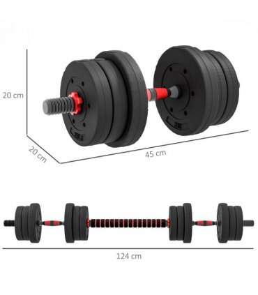 HOMCOM 20kg Adjustable 2 IN 1 Barbell Dumbbells Weight Set for Body Fitness