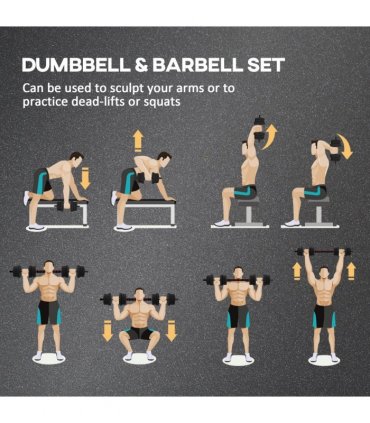 HOMCOM 20kg Adjustable 2 IN 1 Barbell Dumbbells Weight Set for Body Fitness