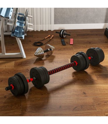 HOMCOM 20kg Adjustable 2 IN 1 Barbell Dumbbells Weight Set for Body Fitness