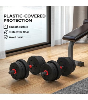 HOMCOM 20kg Adjustable 2 IN 1 Barbell Dumbbells Weight Set for Body Fitness