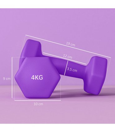 SPORTNOW Set of 2 Hexagonal Dumbbells Weights Pair, 2 x 4kg, Purple