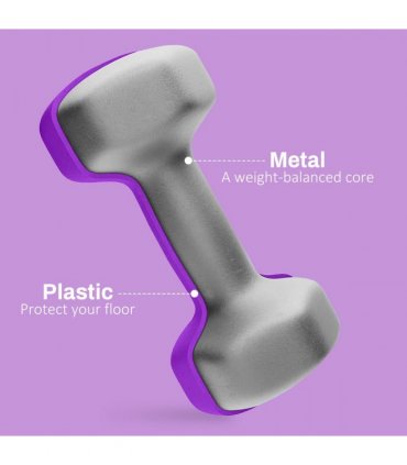 SPORTNOW Set of 2 Hexagonal Dumbbells Weights Pair, 2 x 4kg, Purple