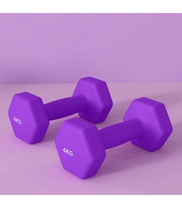 SPORTNOW Set of 2 Hexagonal Dumbbells Weights Pair, 2 x 4kg, Purple