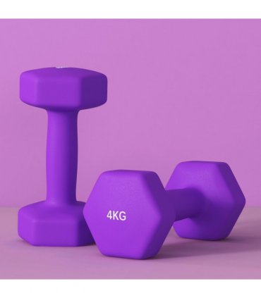 SPORTNOW Set of 2 Hexagonal Dumbbells Weights Pair, 2 x 4kg, Purple