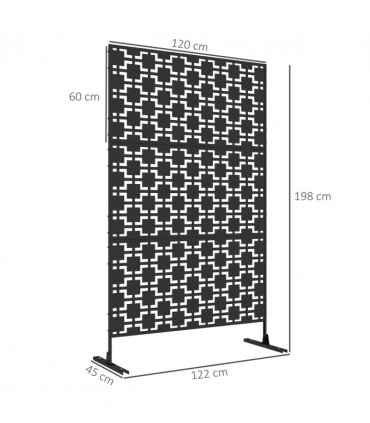 Outsunny 6.5FT Metal Outdoor Privacy Screen Panel w/ Stand, Grid Style