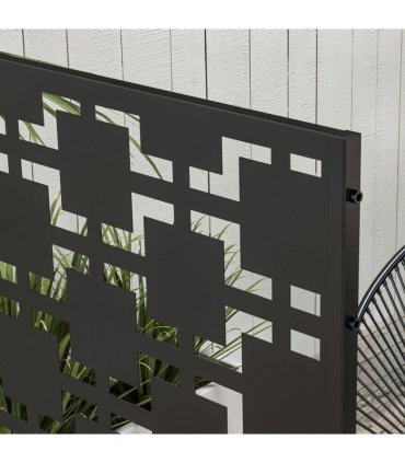 Outsunny 6.5FT Metal Outdoor Privacy Screen Panel w/ Stand, Grid Style