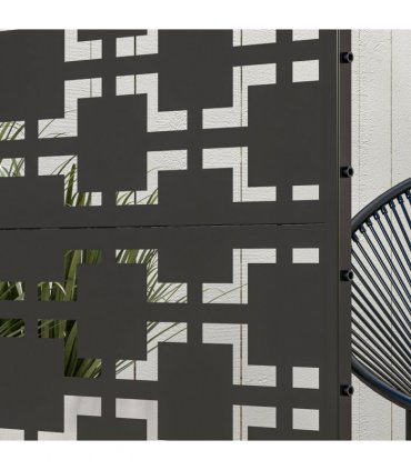 Outsunny 6.5FT Metal Outdoor Privacy Screen Panel w/ Stand, Grid Style