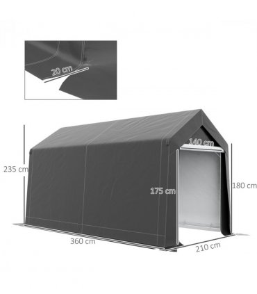 Outsunny 2.1 x 3.6(m) Portable Shed, Waterproof and Heavy Duty Dark Grey