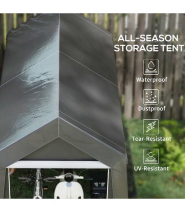 Outsunny 2.1 x 3.6(m) Portable Shed, Waterproof and Heavy Duty Dark Grey