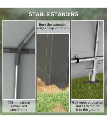 Outsunny 2.1 x 3.6(m) Portable Shed, Waterproof and Heavy Duty Dark Grey