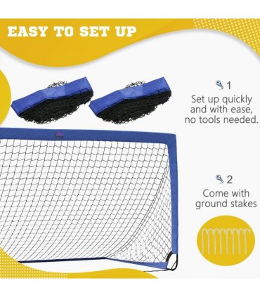 HOMCOM Football Goal Folding Outdoor with All Weather Net 6'x3' Blue