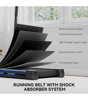 HOMCOM 1-6 km/h Folding Motorised Treadmill Walking w/ Remote Control, Blue