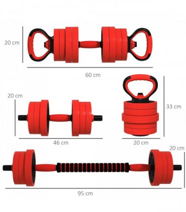 SPORTNOW Weight Dumbbells Set, Barbell, Kettlebell, Push Up Stand, 20kg