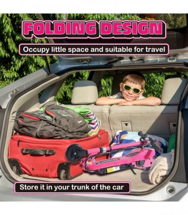 HOMCOM Folding Kids Electric Scooter for 7-14, Pink