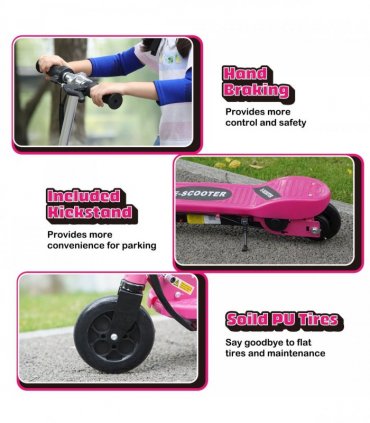 HOMCOM Folding Kids Electric Scooter for 7-14, Pink