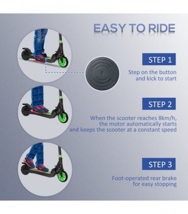 HOMCOM Folding Electric Scooter with Rear Wheel Brake, Green