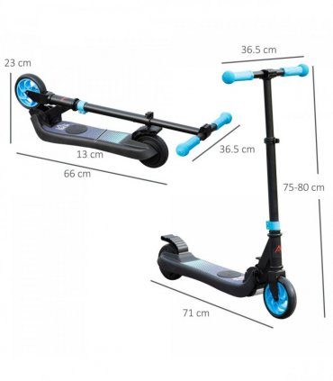 HOMCOM Folding Electric Scooter with Rear Wheel Brake, Sky Blue