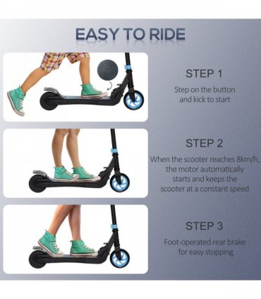 HOMCOM Folding Electric Scooter with Rear Wheel Brake, Sky Blue