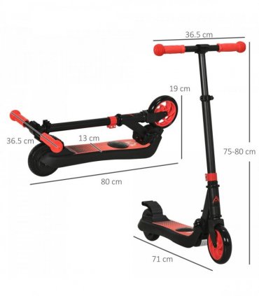 HOMCOM Folding Electric Scooter with Rear Wheel Brake, Red