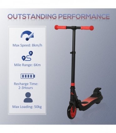 HOMCOM Folding Electric Scooter with Rear Wheel Brake, Red