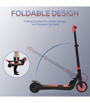 HOMCOM Folding Electric Scooter with Rear Wheel Brake, Red