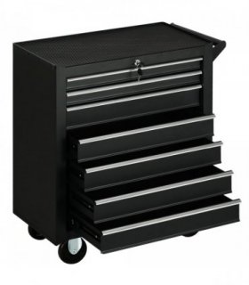 DURHAND Roller Tool Storage Chest Box Garage Workshop 7 Drawers Black
