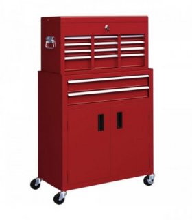 HOMCOM Top Chest and Roller Cabinet Combo Metal Tool Cabinet on Wheels Red
