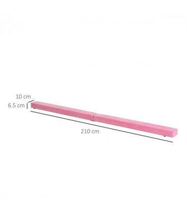 HOMCOM Balance Beam Trainer Fold Performance Gymnastics Suede Pink 2.1M Home