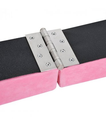 HOMCOM Balance Beam Trainer Fold Performance Gymnastics Suede Pink 2.1M Home
