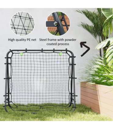 HOMCOM Rebounder Net Football Target Goal with Adjustable Angles, Black